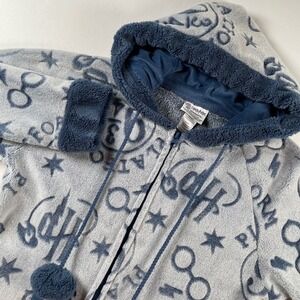 Harry Potter Hogwarts Union Suit Womens Med Blue Fleece Hooded One Piece Pajama